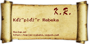 Káplár Rebeka névjegykártya